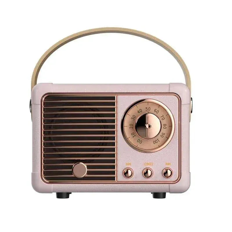 Portable Bluetooth Speaker - Retro Design with RGB LED & Metal Housing Pink Metal My Store