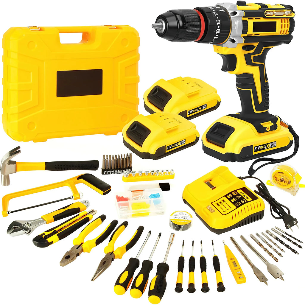 25+3 Torque Electric Impact Drill Set 120 Pcs Multipurpose Cordless Electric Screwdriver Power Tool For 21V Battery Pin