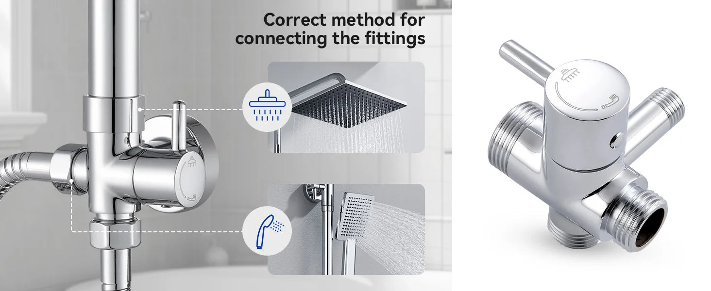 Shower column without mixer tap, chrome finish, 25cm overhead shower, easy installation, adjustable shower bar, 72-110cm