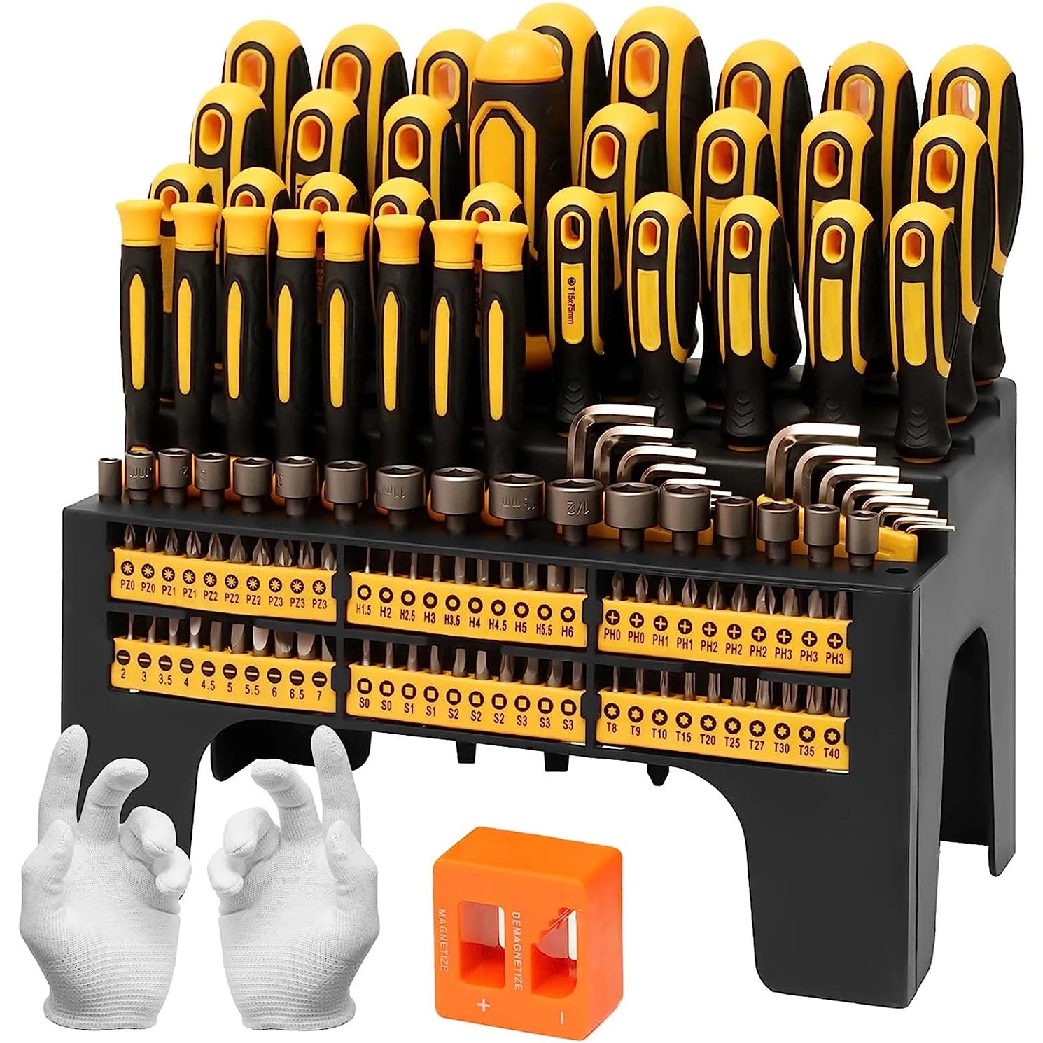131PCs Magnetic Screwdriver Set with Plastic Ranking Includes Precision Screwdriver and Pick Hook Ratchet Driver DIY Tools