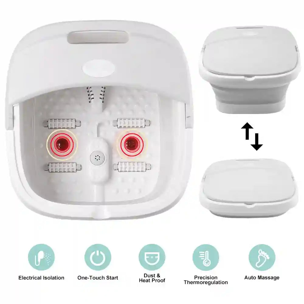 Portable Foot Massage Tub - Foldable Electric Basin with Heat Therapy Massage Roller Tidesmit