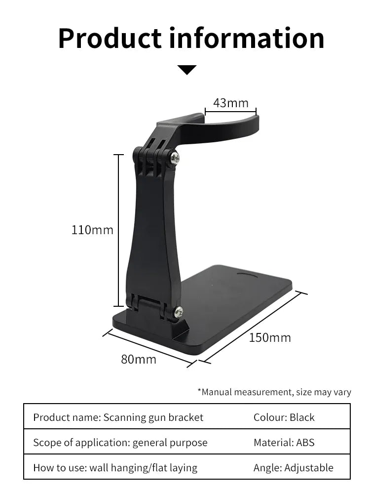 Universal Adjustable Barcode Scanner Stand Barcode Reader Stand, Large Base, Removable, Super Stable, Compatible with All Types