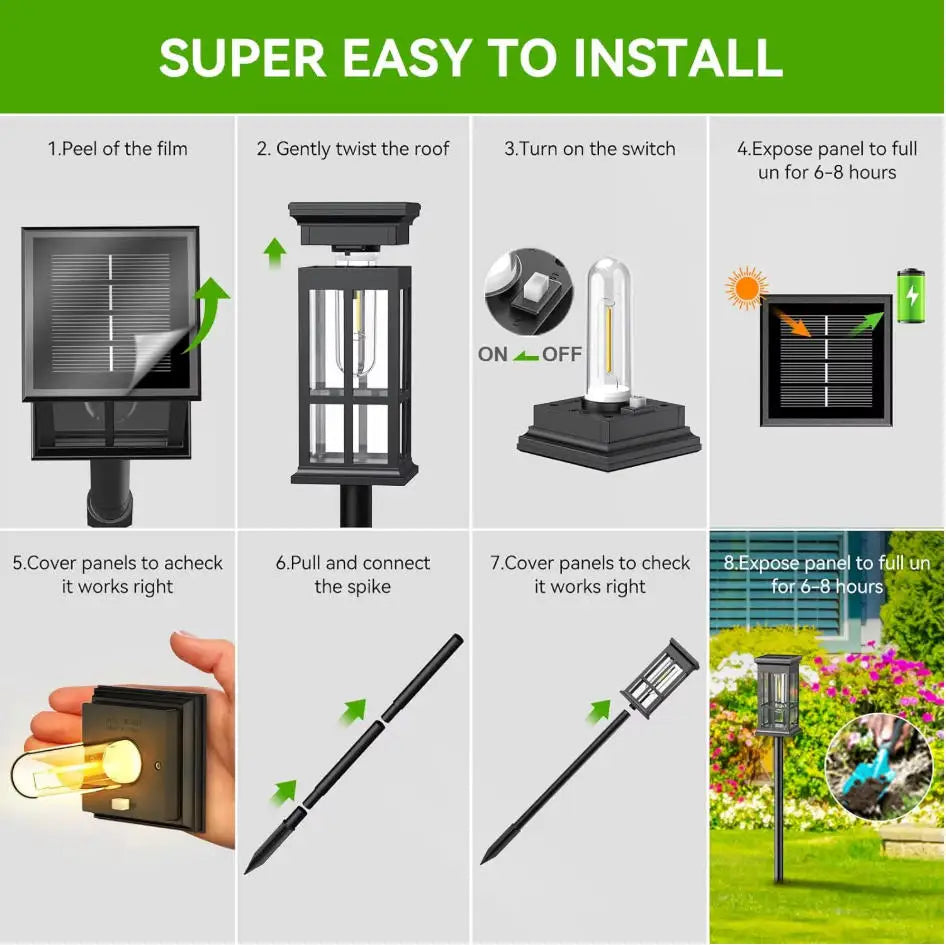 Solar Pathway Light Outdoor Solar Lamp Waterproof Landscape Lighting for Garden Yard Patio Walkway Driveway Camping Decor