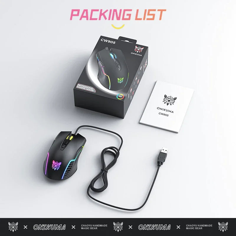 Onikuma Cw905 Wireless 2.4g Mouse Mode Rgb Lighting Mechanical Adjustable Dpi Gaming Mouse