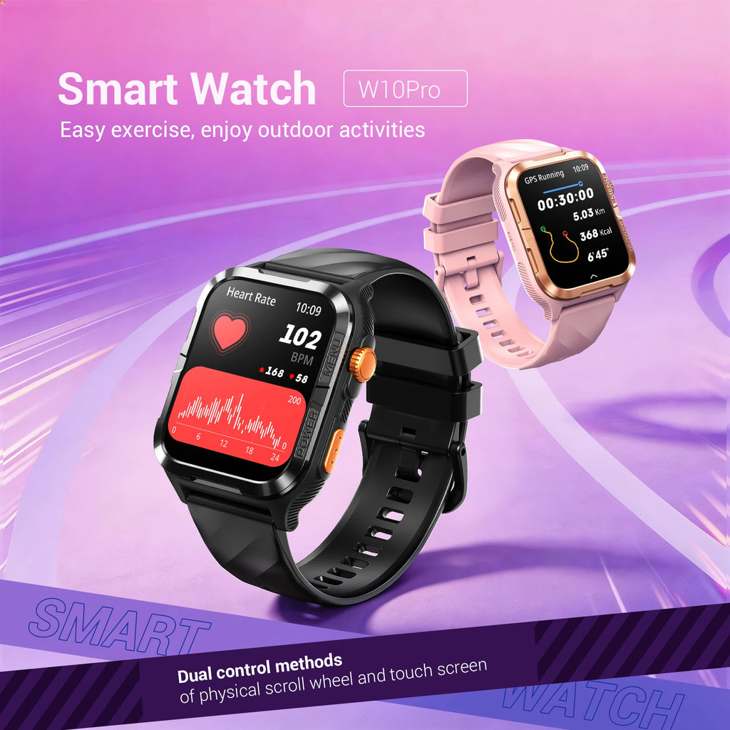 Blackview 1.83'' Smartwatch Waterproof TFT Display Smart Watch with Message Call Sleep GPS LED Light for Men Women W10 Pro