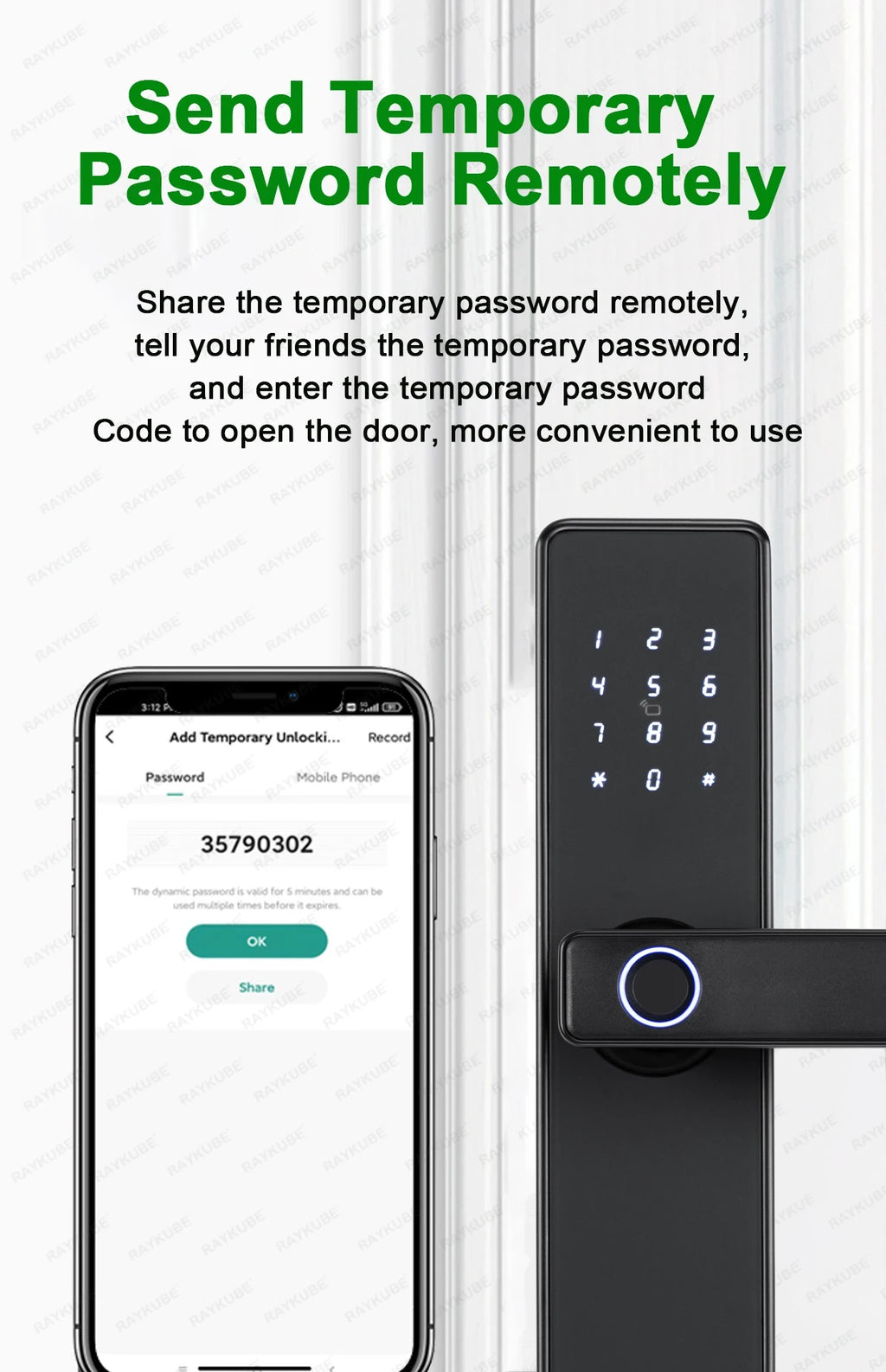RAYKUBE K20 9-language Biometric Fingerprint Door Lock Electronic Door Lock with  Tuya APP/IC Card/Password/ Key Unlock