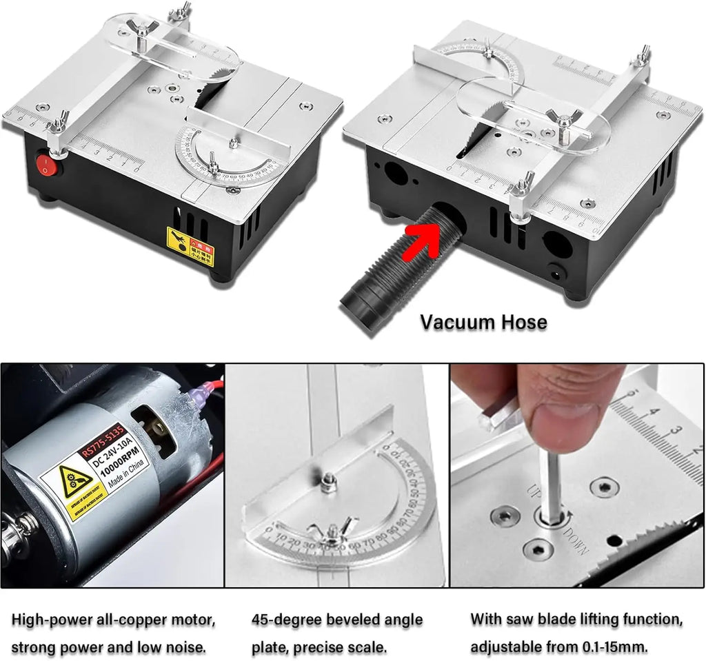 Precision Lift Electric Table Saw DIY Handmade Woodworking Tool Desktop Cutting Machine with Adjustable Cutting Depth DesktopSaw