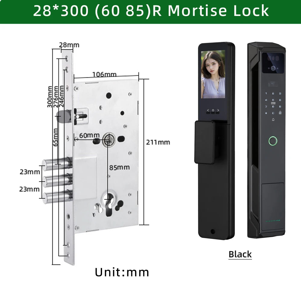 RAYKUBE 21-language Voice Tuya WiFi Camera Palm Vein Smart Fingerprint Lock Face Recognition Digital Lock With Video Call P85