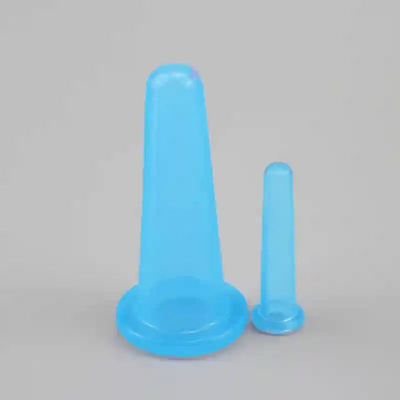 Silicone Facial Cupping Massage Cups - 2-Piece Anti-Aging Set Eye Massage Instrument 1M 1S blue Tidesmit