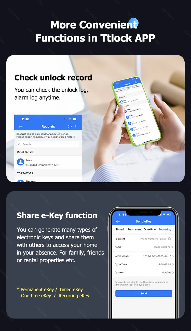 TTLock WIFI Version Double Side Fingerprint Waterproof Outdoor Gate Passcode Rfid Card Keyless Smart Door Lock