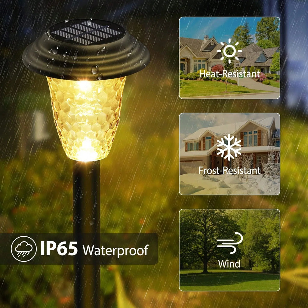 Solar Pathway Lights Bright RGB Color Changing/Warm White Outdoor Waterproof Garden Lamp Powered Landscape Path Lights for Yard