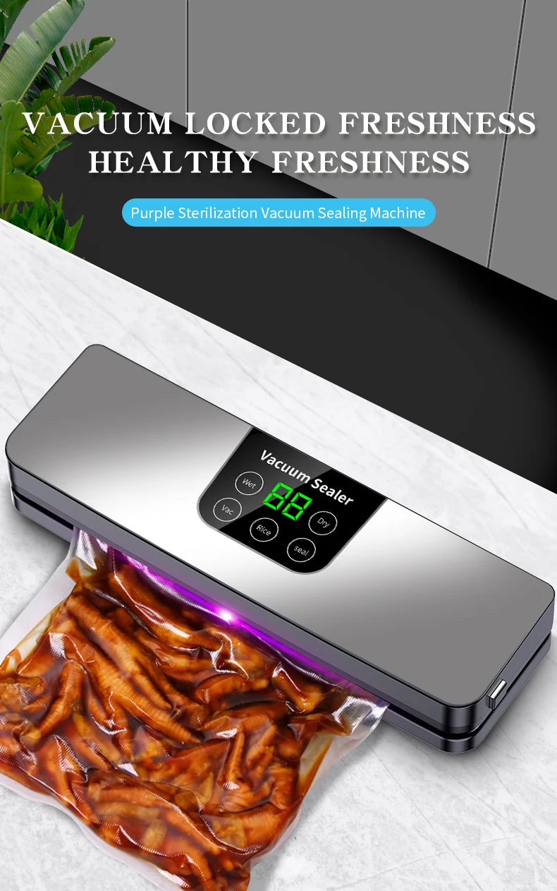 Electric Vacuum Sealer 65KPA Strong Vacuum Food Storage Seal Built-in Cutter 30CM Kitchen Food Sealing Vacuum Packaging Machine