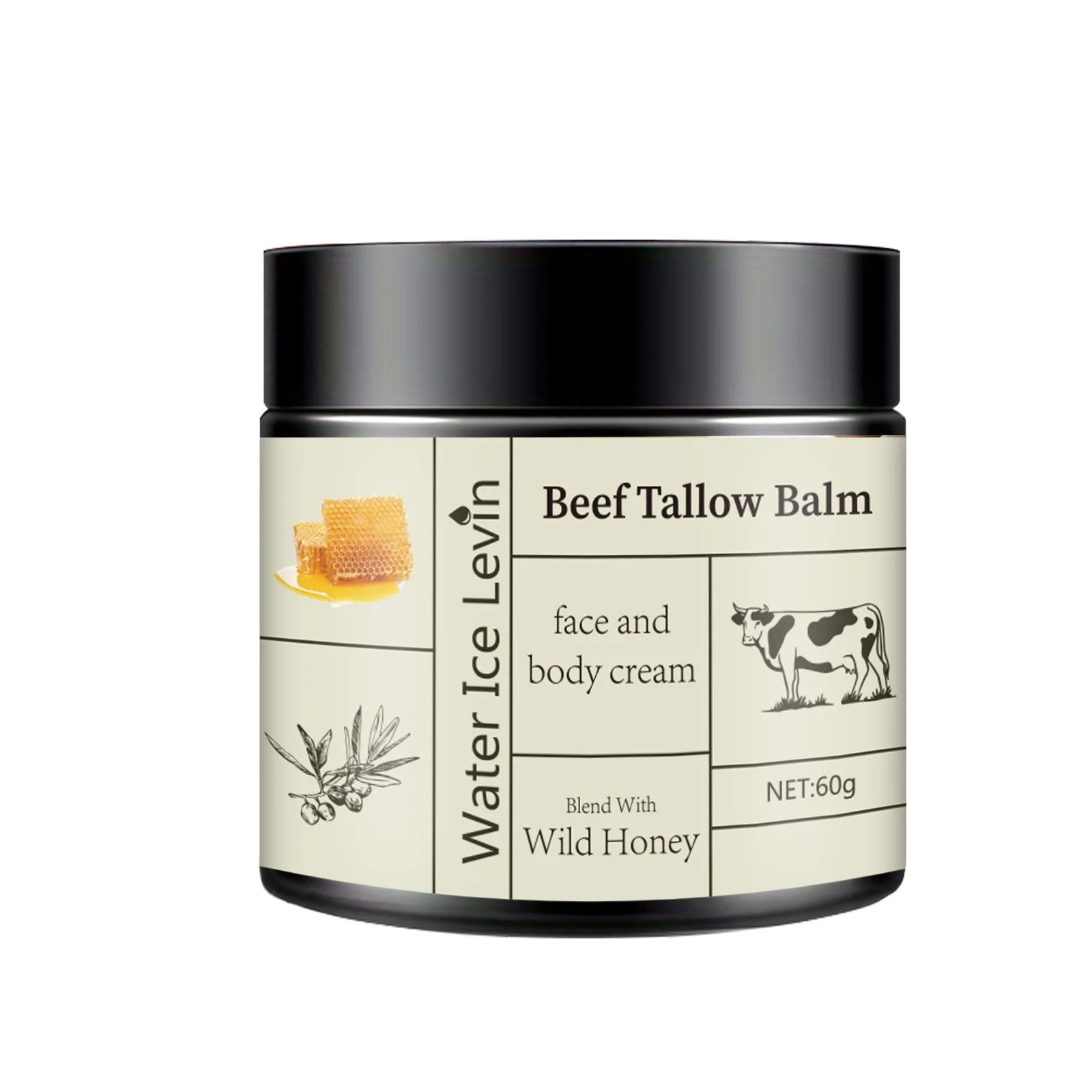 Beef Tallow Balm Locks in Moisture, Provides Deep Nourishment Non-Sticky, Fast-Absorbing for Face, Body. With Wild Honey Blend.