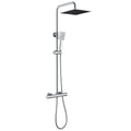 Shower bar with thermostatic mixer tap, anti-scald mixer tap, 25x25 cm shower, adjustable shower bar without drilling, Black