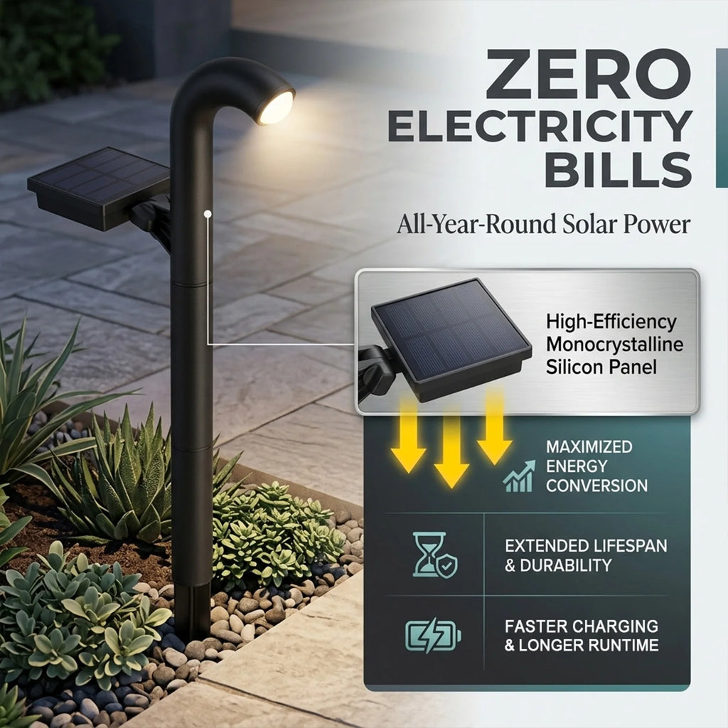 2 Pack Solar Pathway Lights Auto On/Off Dusk to Dawn 360° Rotatable Panel & Adjustable Height Waterproof Outdoor Garden Lights for Walkway Patio Yard