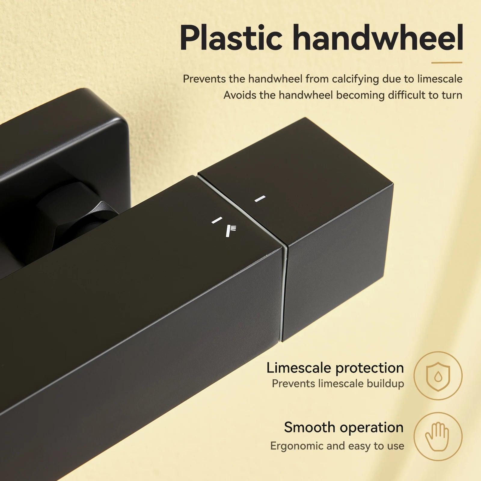 Thermostatic Shower Faucet, Square, Wall-mounted Mixer, Black Thermostatic Mixer, Automatic Thermostat Control, 38°C, G1/2