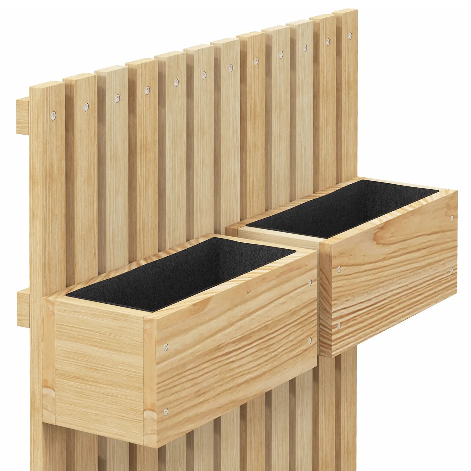 Solid Wood Wall Mounted Planter Furniture With Trellis 5 Removable Plant Boxes Vertical Jardiniere For Garden Balcony Herb Flower Growing