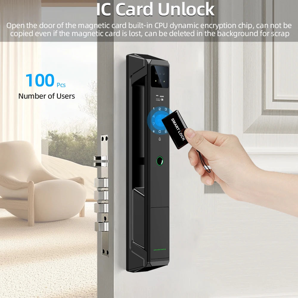 RAYKUBE P8 Tuya WiFi Camera Palm Vein Smart Lock Face Recognition Digital Fingerprint Lock With Video Call 21-language Voice