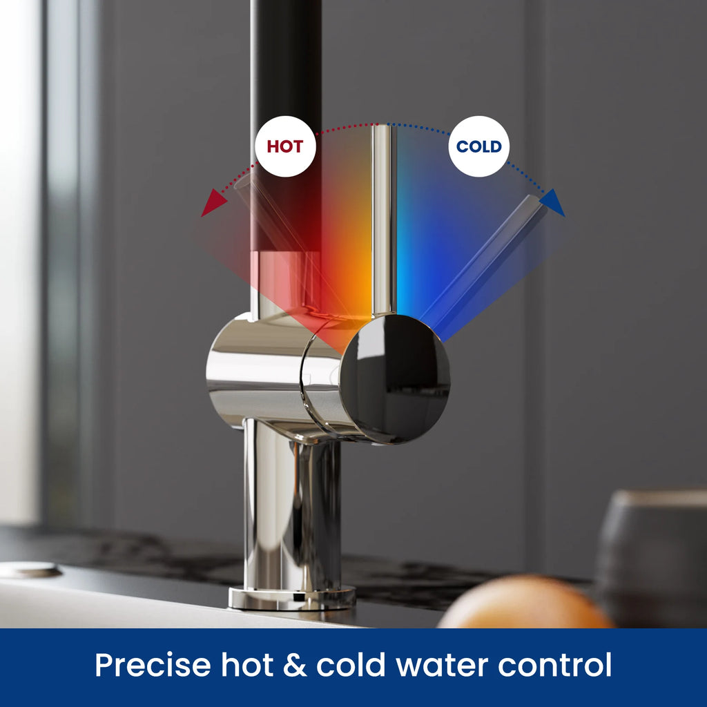 Kitchen Tap Multi-color, L-Shape Pull Down Kitchen Faucet 360 Swivel, 2 Modes Spray Hot Cold Water Mixer, Zinc Alloy Sink Mixer, Easy Install DVGW PEX Hose, Standard G3/8 Modern Home Laundry Colorful Deck Mounted Tap