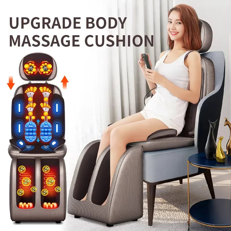 Full Body Electric Massager - Deep Tissue Heat Therapy Cushion Massage Chairs Chocolate Tidesmit