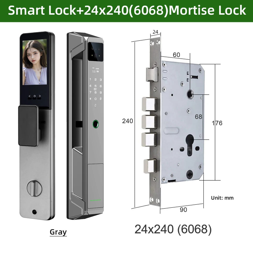 RAYKUBE P8 Tuya WiFi Camera Palm Vein Smart Lock Face Recognition Digital Fingerprint Lock With Video Call 21-language Voice