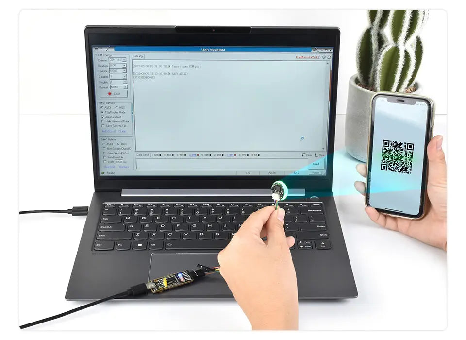Waveshare Barcode Scanner Module (D),Round 2D Codes,Barcode/QR code Reader, With LED Indicator, Small Size, Easy to Integrate