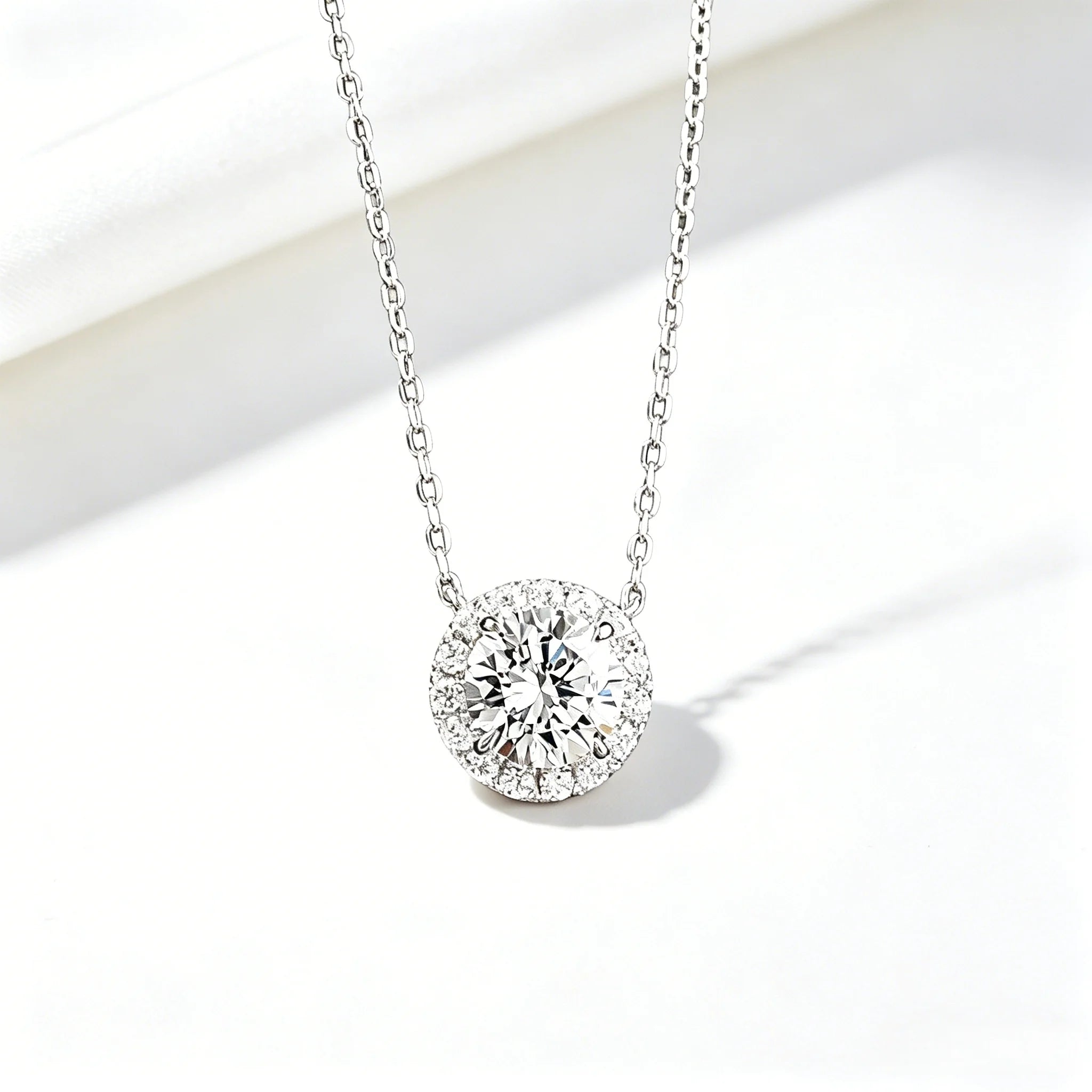 White Gold 14K Solid Gold Solitaire Pendant Necklace with 1ct Lab Grown Diamond Luxury Women's Party Gift Collection