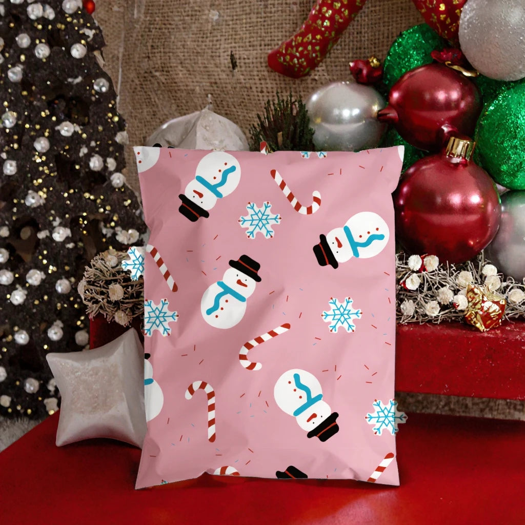 2-Day Shipping 5-Day Delivery 10x13 Inch Light Pink Christmas Poly Mailers 100 Pcs 1.5mil Thick Waterproof Holiday Apparel