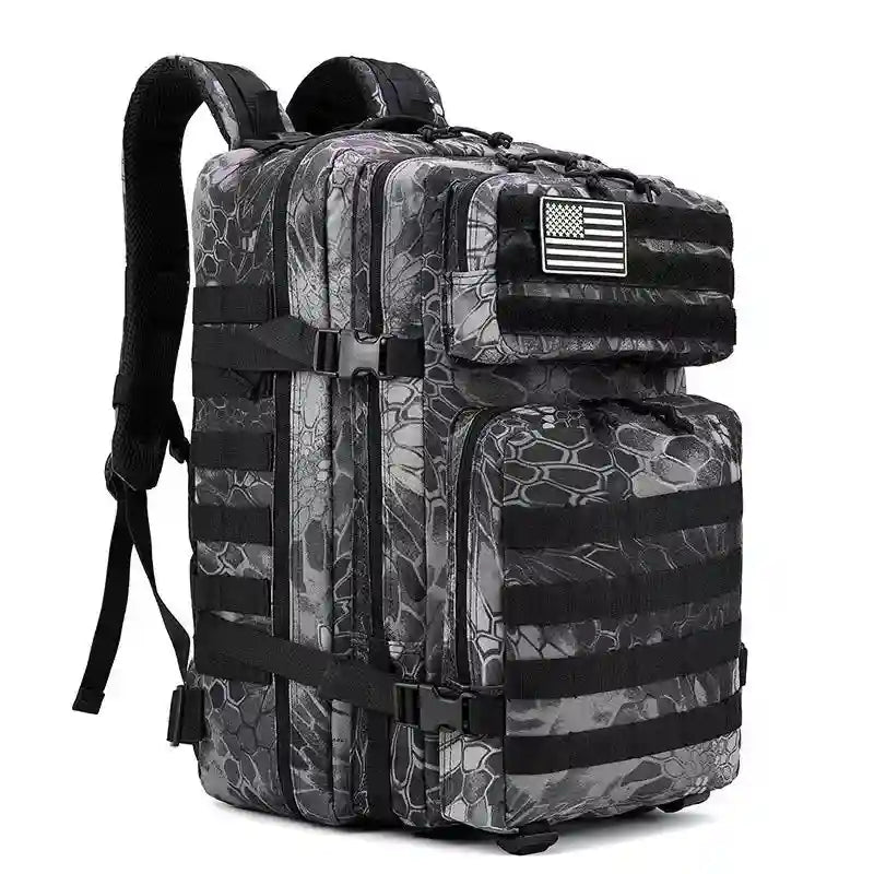 45L Tactical Waterproof Backpack - Durable Gym and Trekking Bag Black Python 45 Liters Tidesmit