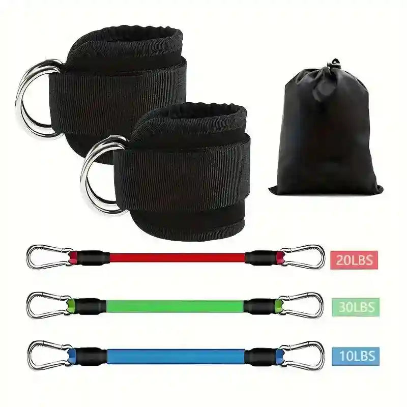 Ankle Resistance Bands 6-Piece Set - Professional Glute Workout Gear Black Color Medium 19*15*4CM Tidesmit