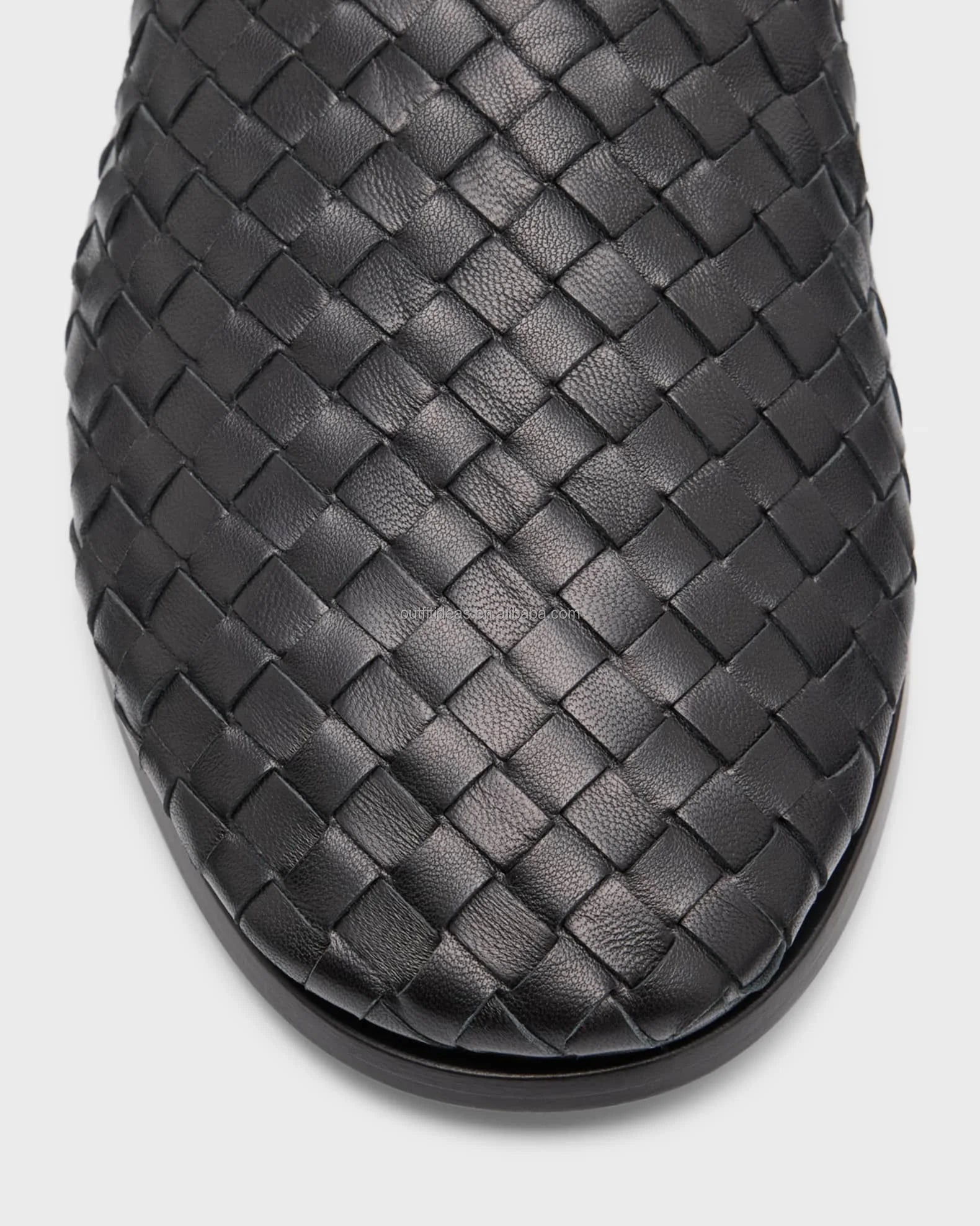 New With Tags Women Lambskin Genuine Leather All-Over Intrecciato Woven Leather Open-back Mule Slippers Flat Dress Shoes for Men