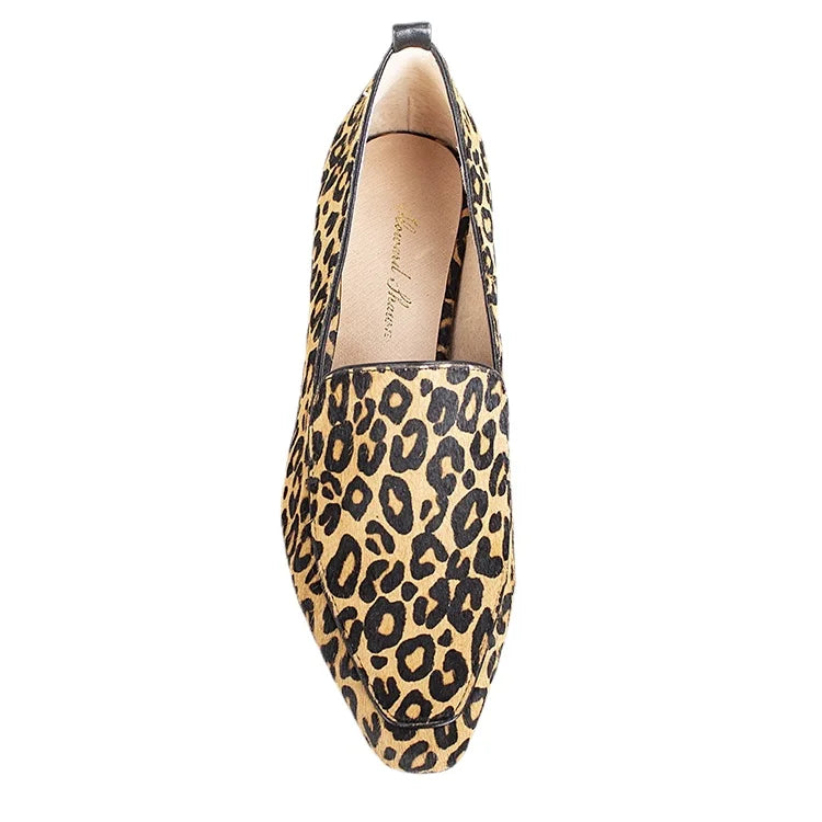 New Arrival Leopard Hair Calf Leather Women Dress Loafer Lace-up Light Weight Comfortable Flat Casual Shoes Evergreen Summer