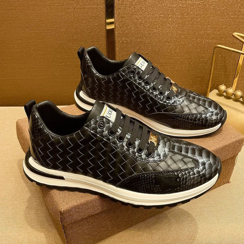 Luxury Sneakers Men's Fashion Leather Printed Bee Outdoor Casual Shoes Comfortable Men's Running Shoes