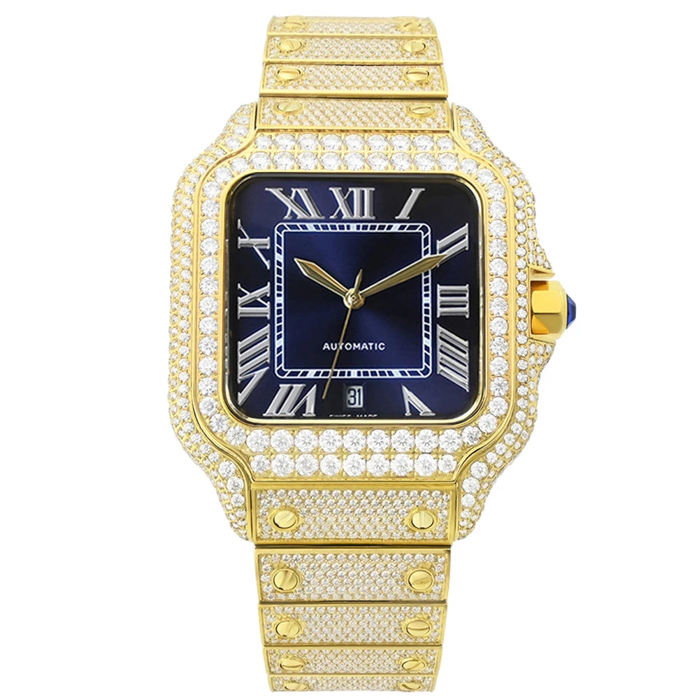 Reloj Full Diamond Jewelry Hip Hop Iced Out Automatic Watches Gold Luxury Men Mechanical VVS Moissanite Watch