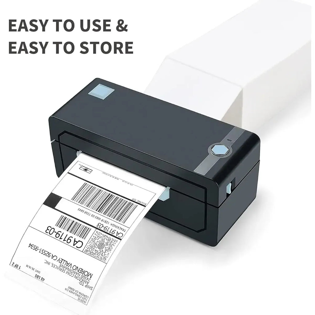 Thermal label printer feeding a 4x6 shipping label sheet