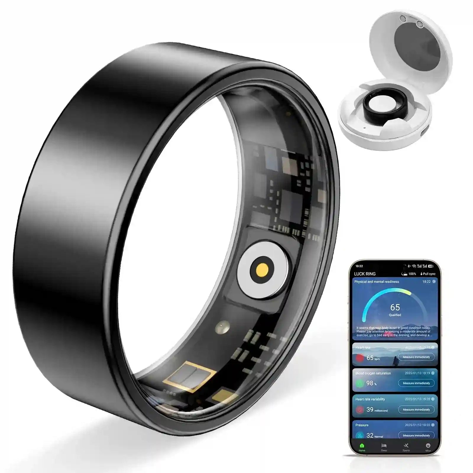 Hyperliving for Bluetooth Smart Ring 10ATM Stainless Steel App Controlled with Android Sleep Tracker Lighting