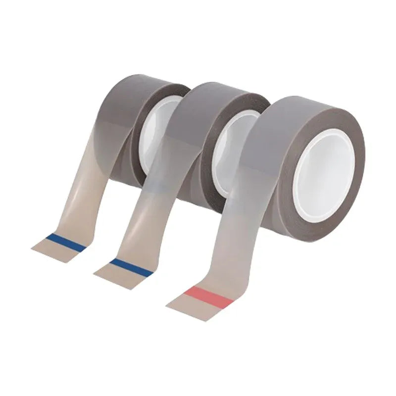 Gray heat-resistant PTFE glass cloth tape rolls with adhesive liner tabs