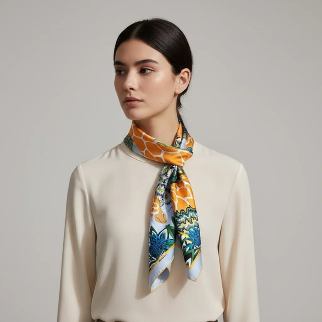 Luxurious 90*90cm Square Three Graces Digital Printed Silk Scarf Gift for Women's Skin Friendly Elegant Fashion Accessory