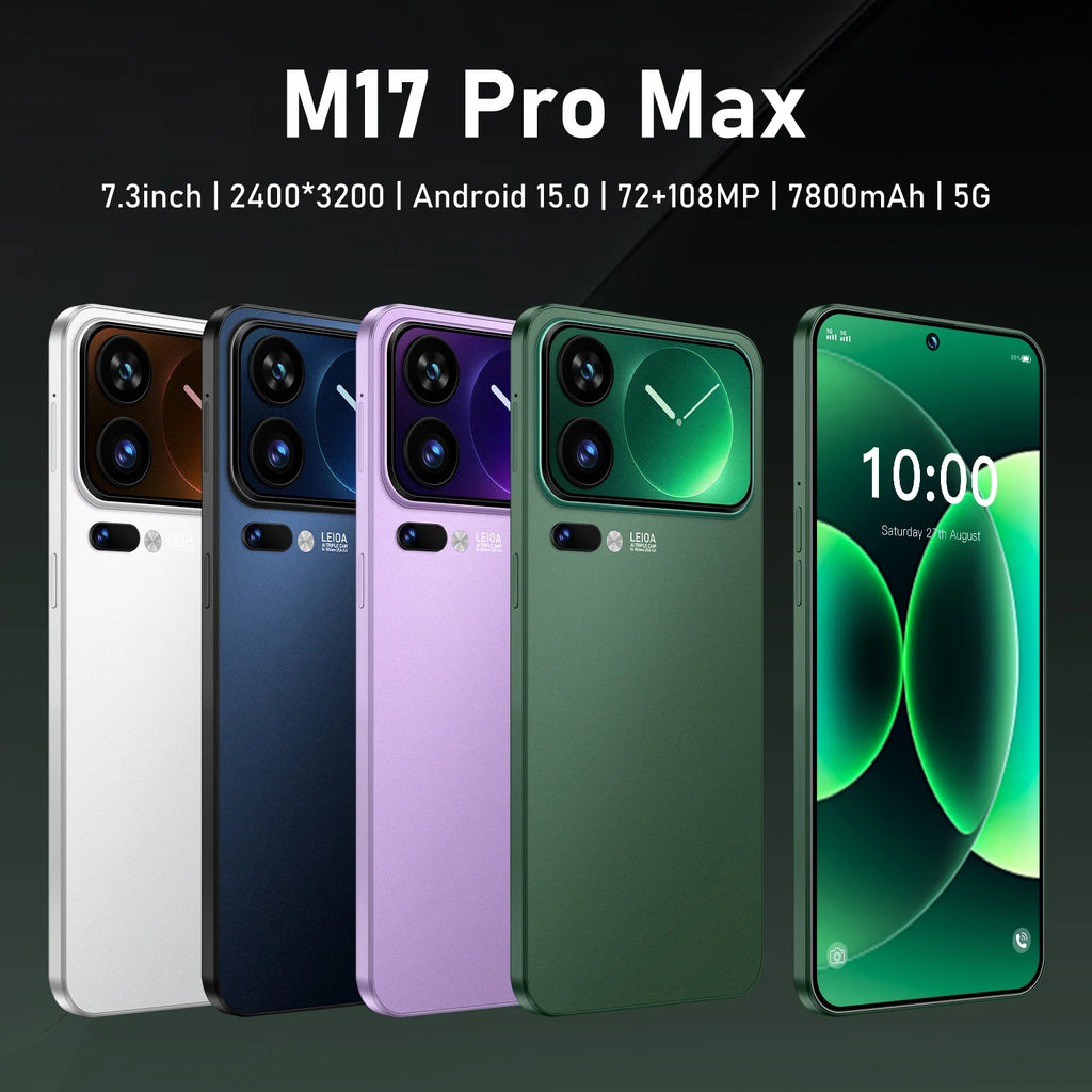 Highly Recommend 2026 New Product Android 15 OLED Mobile Phone M17 Pro Max 5G Smartphone Original Unlocked Phone for 7000mah