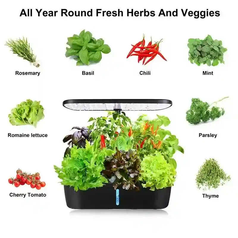 12 Pod Smart Hydroponic Indoor Garden with LED Grow Light Tidesmit
