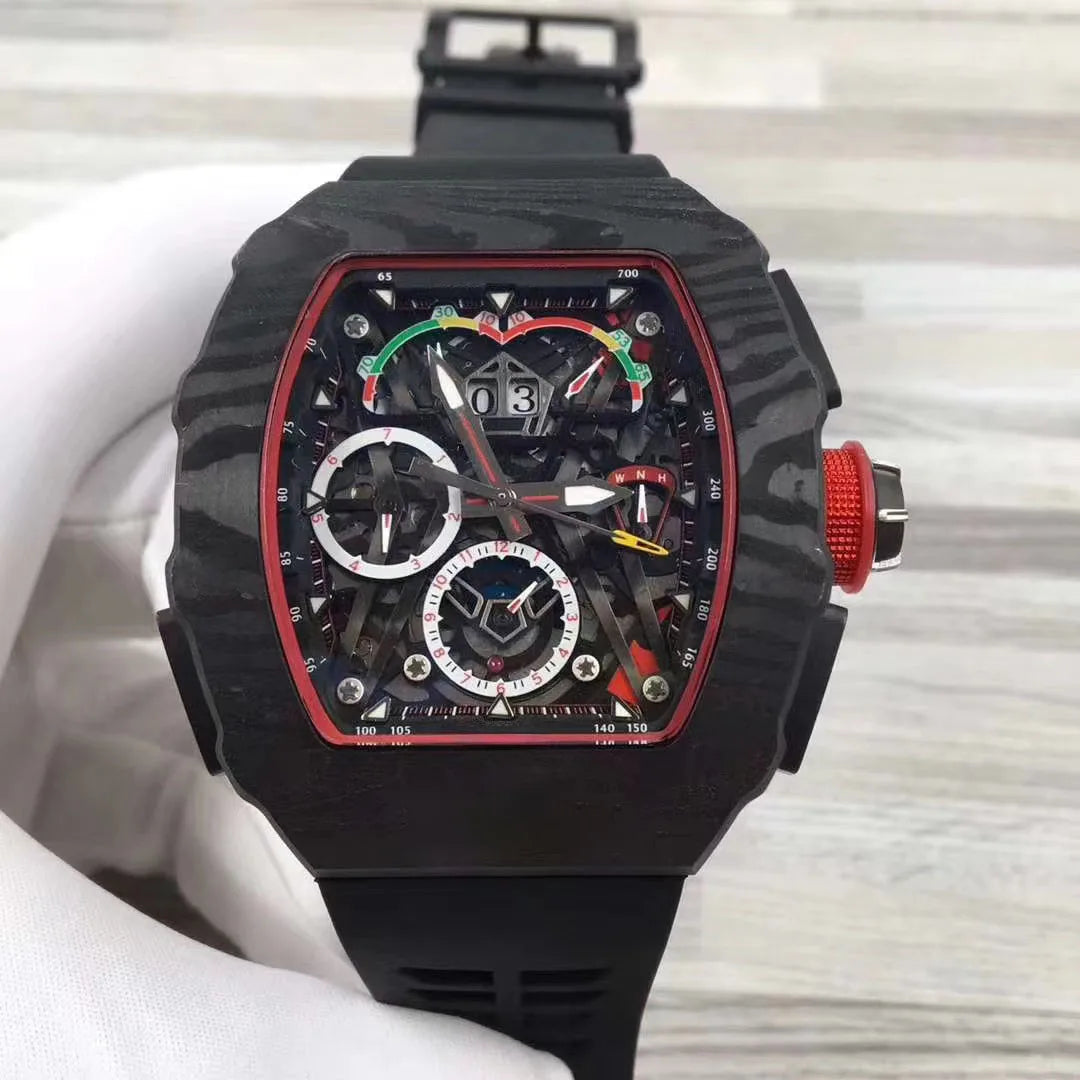 Hot Selling Black Color Waterproof Watch with Fully Automatic Mechanical Movement, Luxurious Men's Mechanical Watch
