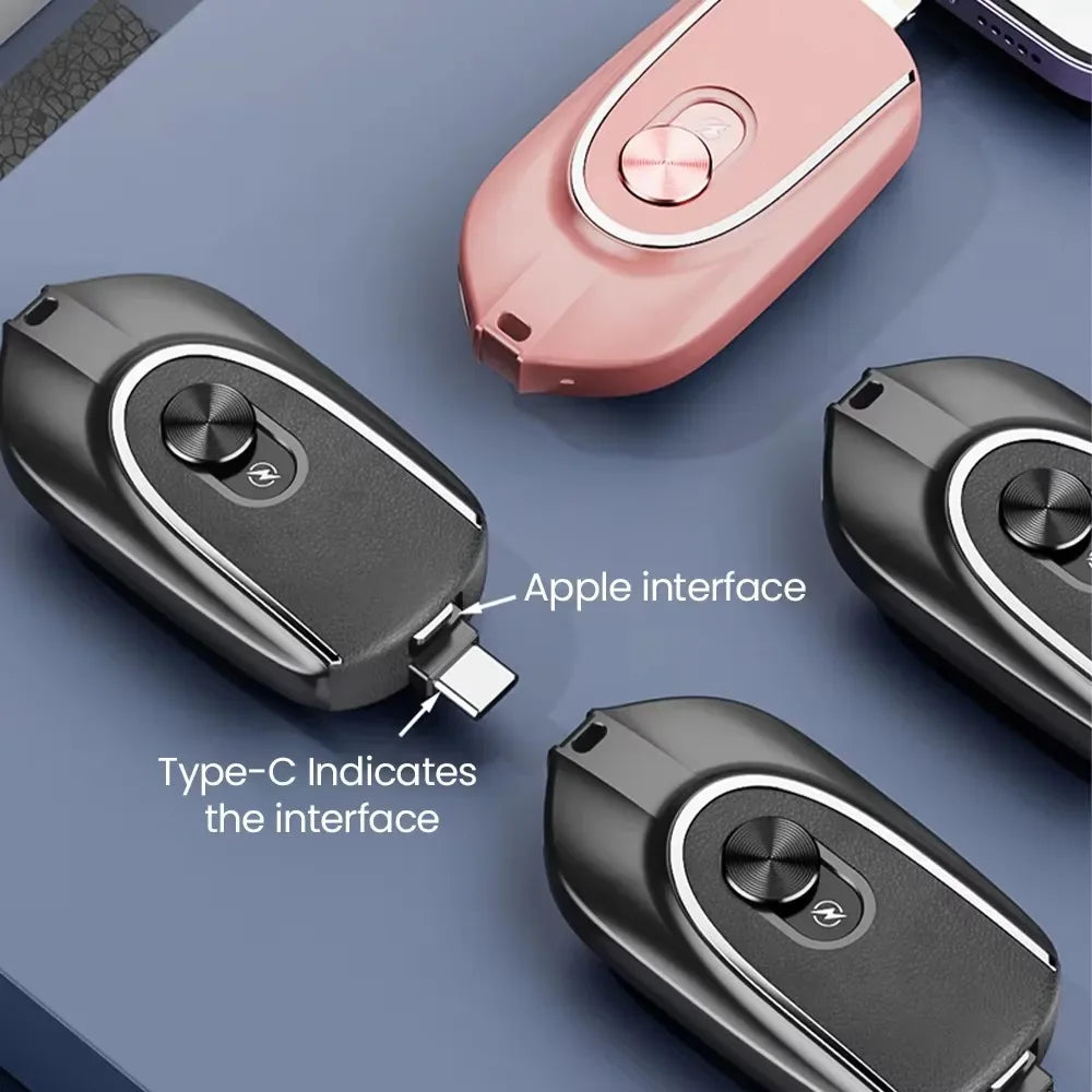 Portable Charger Keychain 1200mAh - Fast Charging for iPhone & USB-C Tidesmit