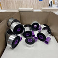 Black wax-resin thermal transfer ribbon jumbo rolls, black spools with purple cores