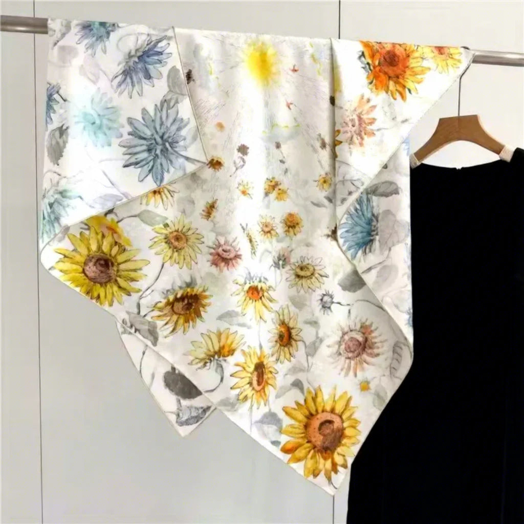 108cm Silk Twill Square Scarves 19MM Heavyweight Silk Printed Scarf 100% Mulberry Silk Two-tone Large Square Scarf