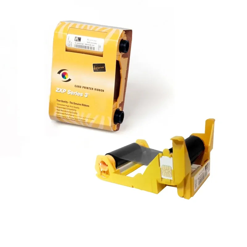 Yellow ZXP Series 3 ribbon cartridge with yellow frame and black roller