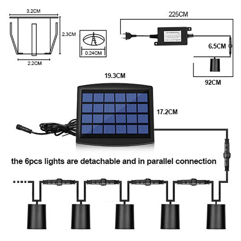 6pcs 8pcs Solar LED Deck Light Waterproof Underground Lamp Garden Buried Lamp Outside Recessed Stair Lamp Floor Wall Spotlight
