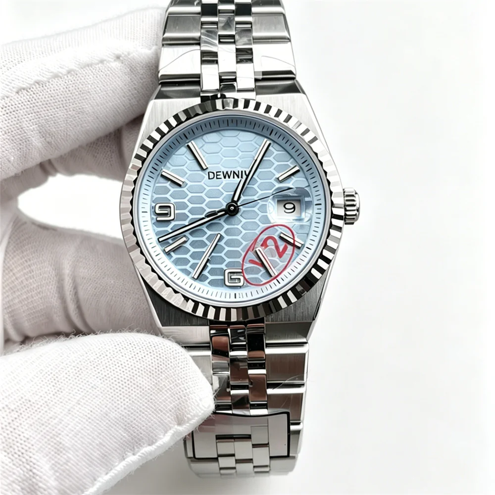 2026 40mm Automatic Mechanical Visible Movement Luxury Fashion Hip Hop Dive Stainless Steel Band Ice Blue Dial Watch