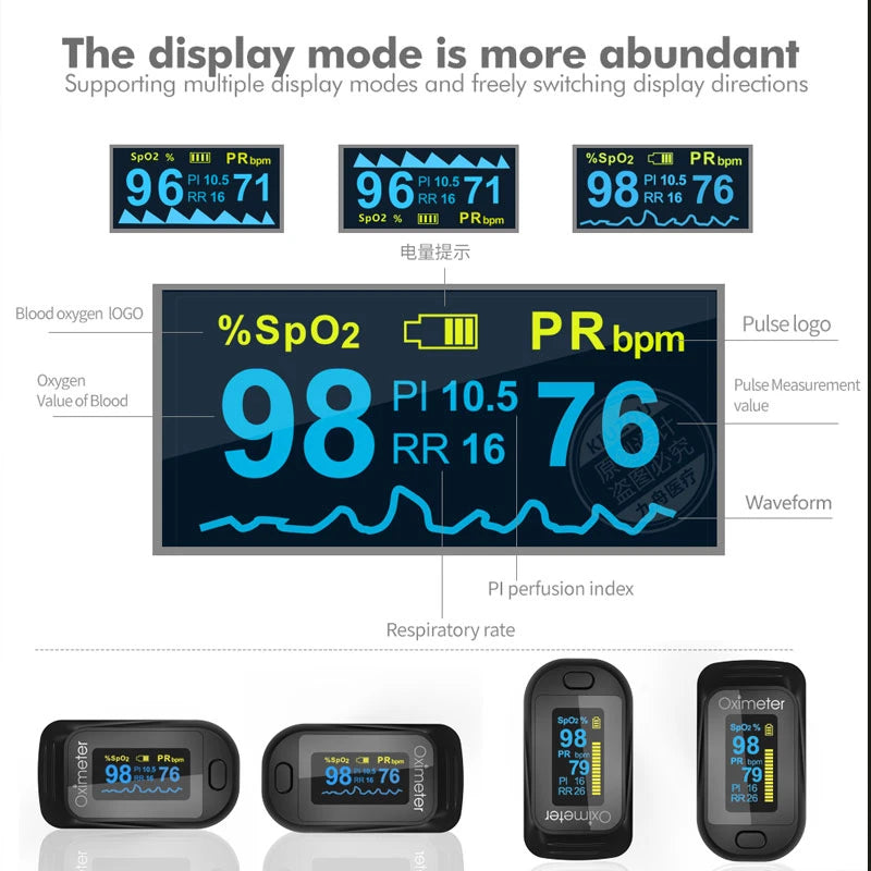 Family Health Care Pulse Oximeter SPO2 Oled Medical Portable Blood Oxygen With Respiratory Rate Finger Oximetro De Dedo de pulso