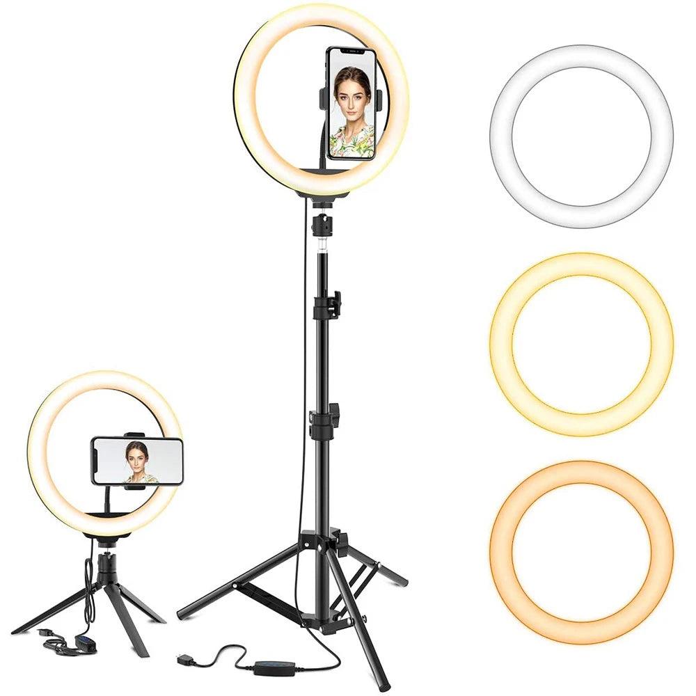10 Inch LED Ring Light with Tripod Stand for Professional Video Lighting Tidesmit