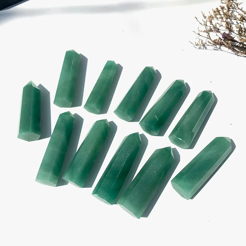 Wholesale Natural Green Aventurine Tower Point Carved Clear Quartz Healing Crystal for Art & Collectible Feng Shui